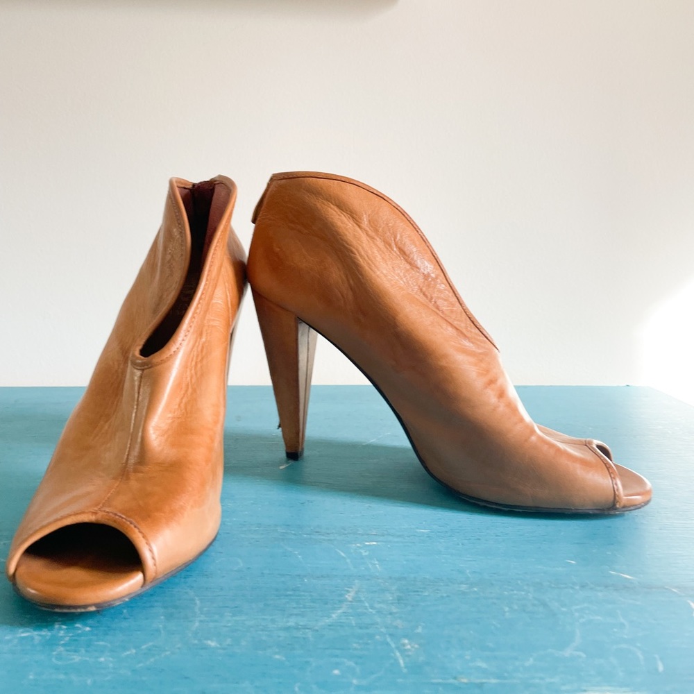 Vince Camuto Leather Open Toe Heel Boot